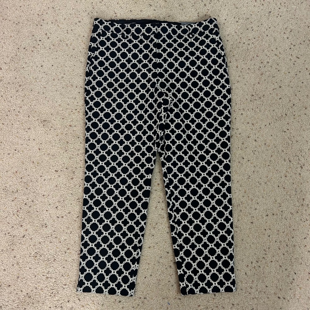 NEW Talbots Pants Black White Geometric Hampshire Ankle Size 14 Petite Women